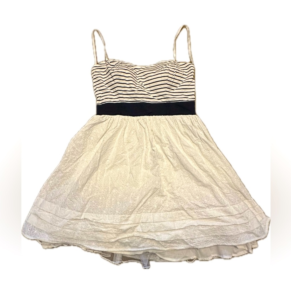 B. Darlin Black and White Dress with Stripe and Lace Details